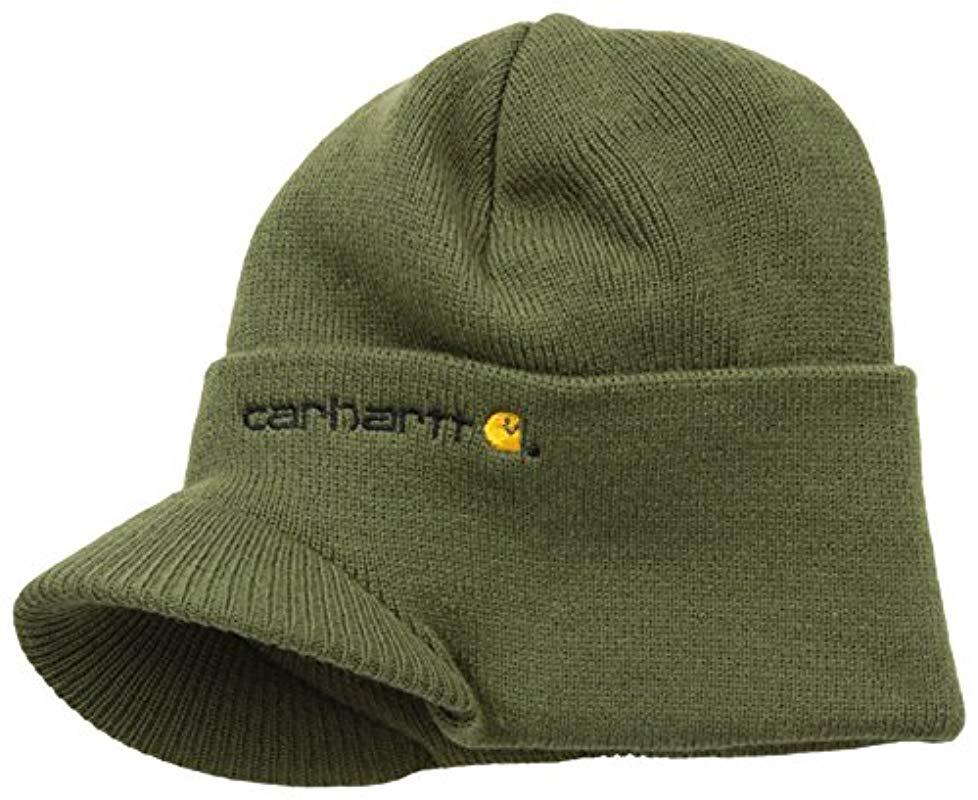 Carhartt Knit Hat With Visor,army Green,one Size for Men | Lyst