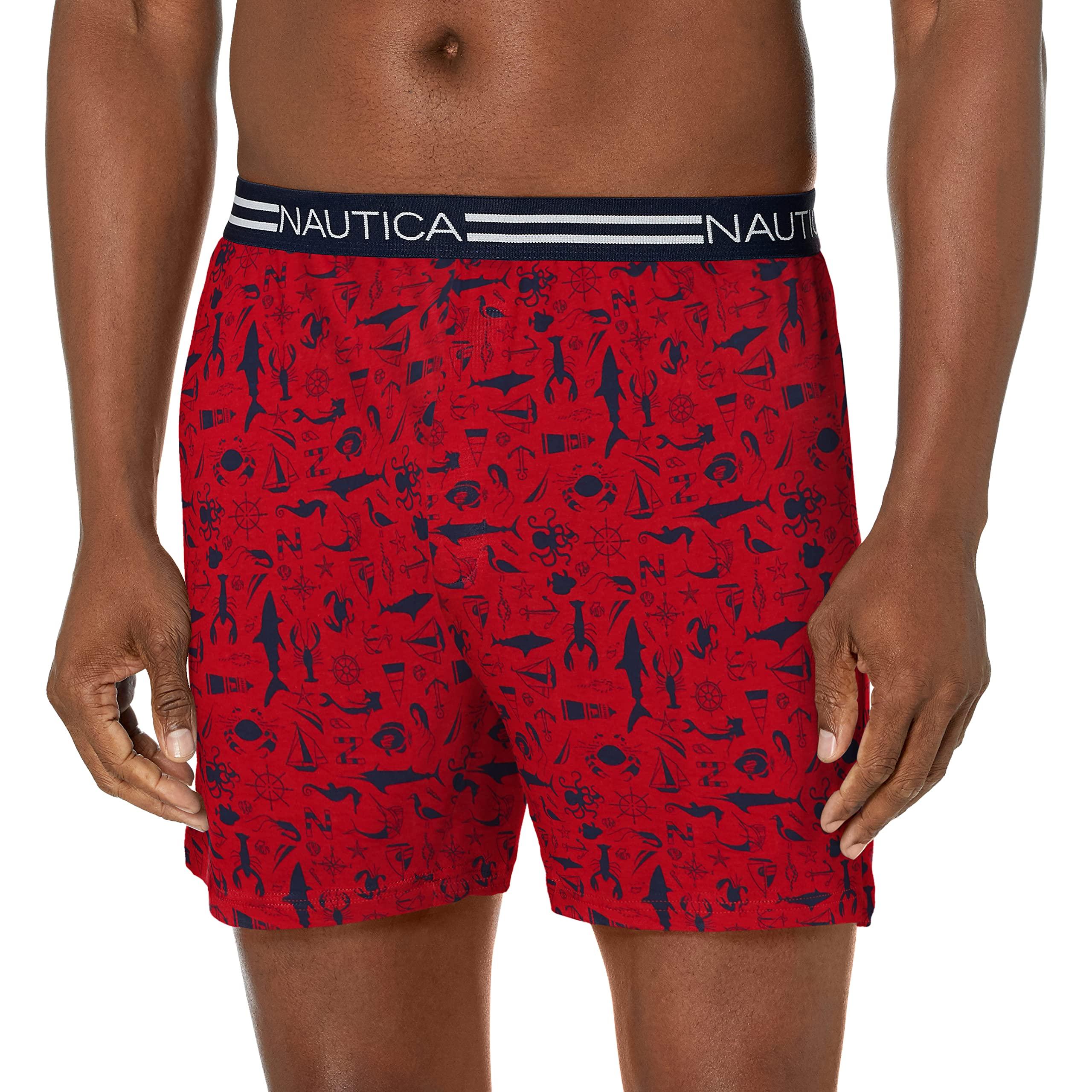 Nautica Classic Cotton Loose Knit Boxer in Red for Men | Lyst