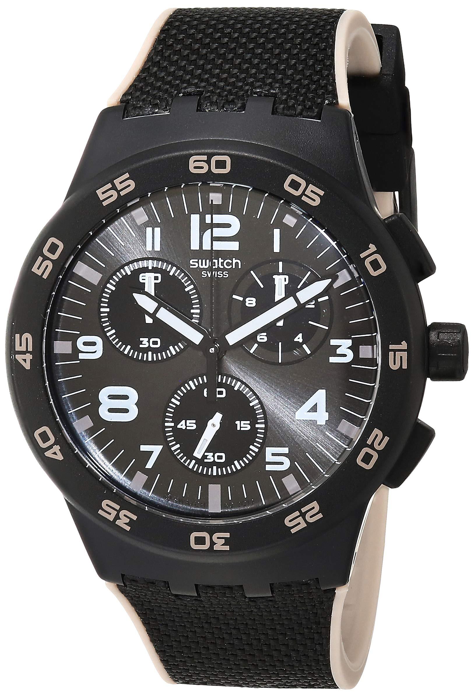 womens black chrono plastic swiss quartz bimaterial strap