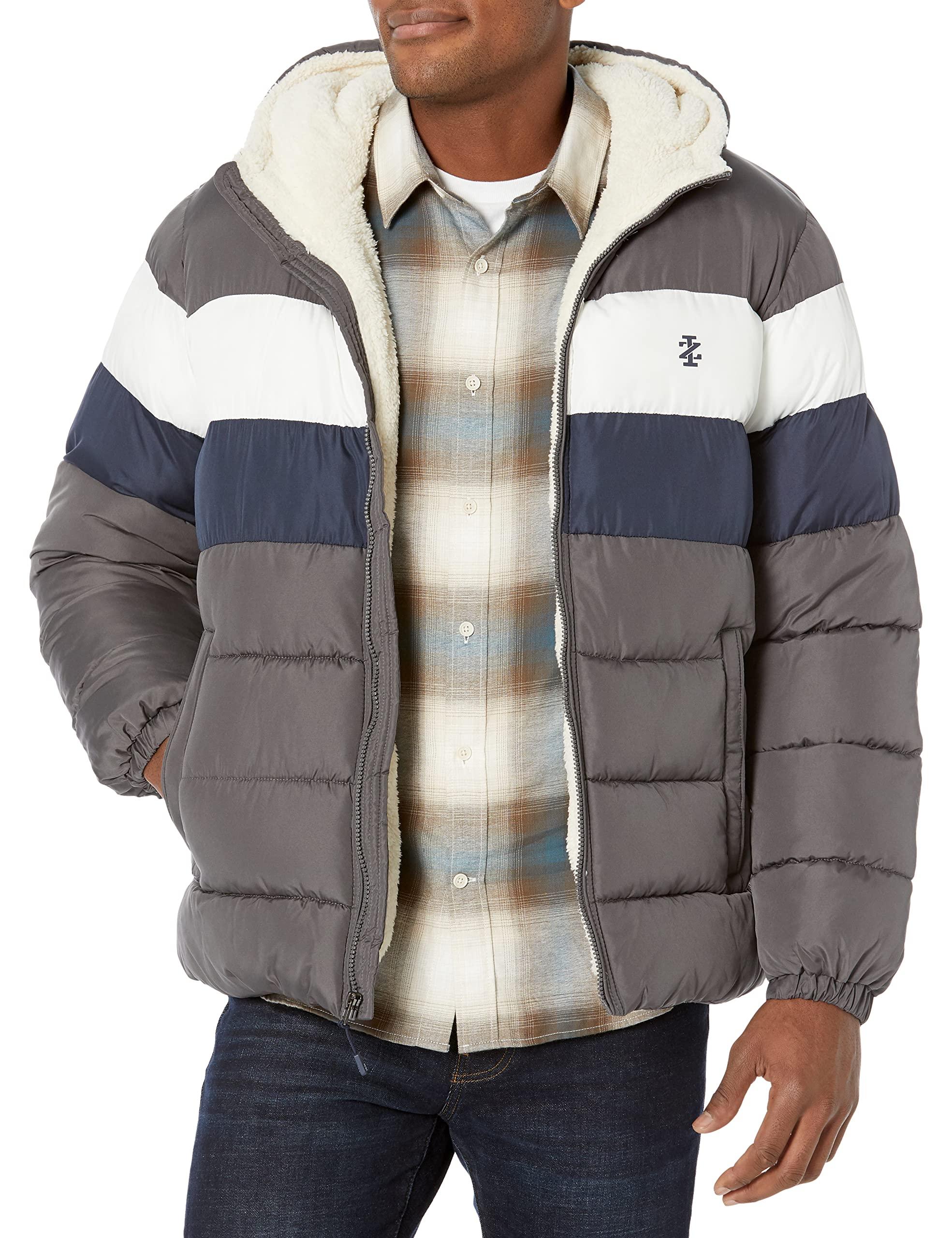 Izod Sherpa Lined Puffer Jacket in Gray for Men Lyst