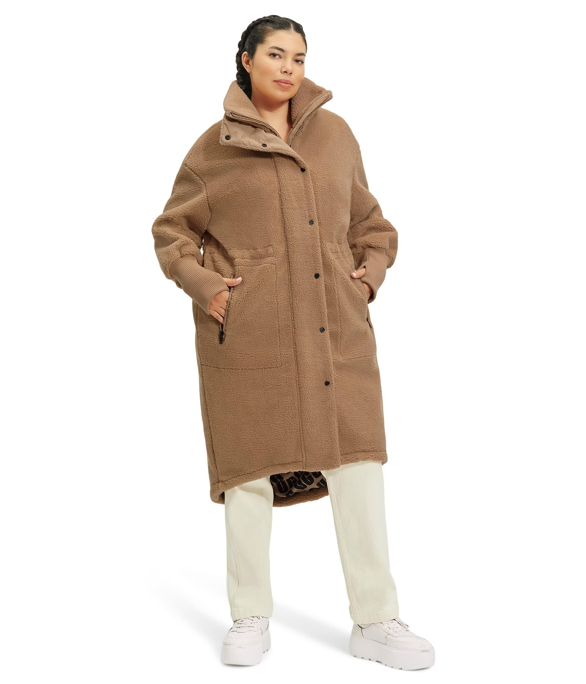 UGG Rhiannon Long Sherpa Coat in Brown | Lyst