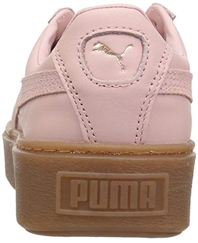 PUMA Basket Platform Velvet Sneakers in Silver Pink-Rose Gold (Pink) | Lyst