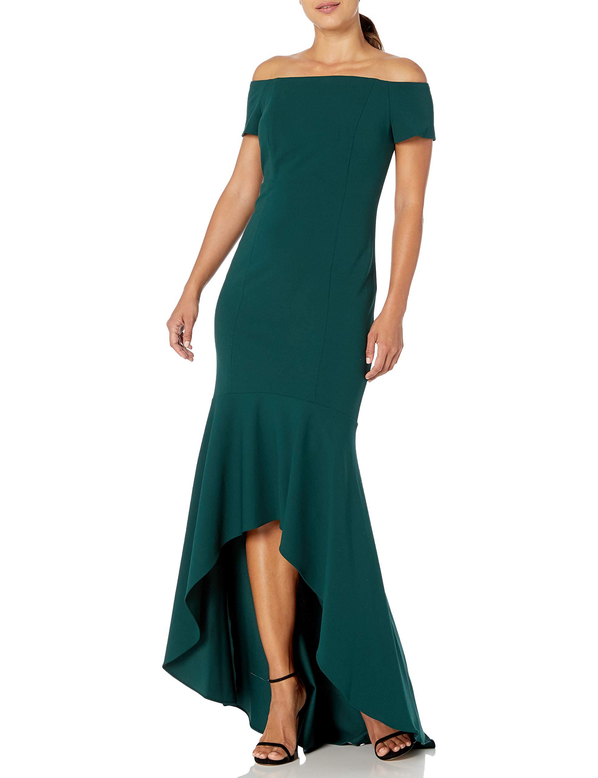 calvin klein off the shoulder high low dress