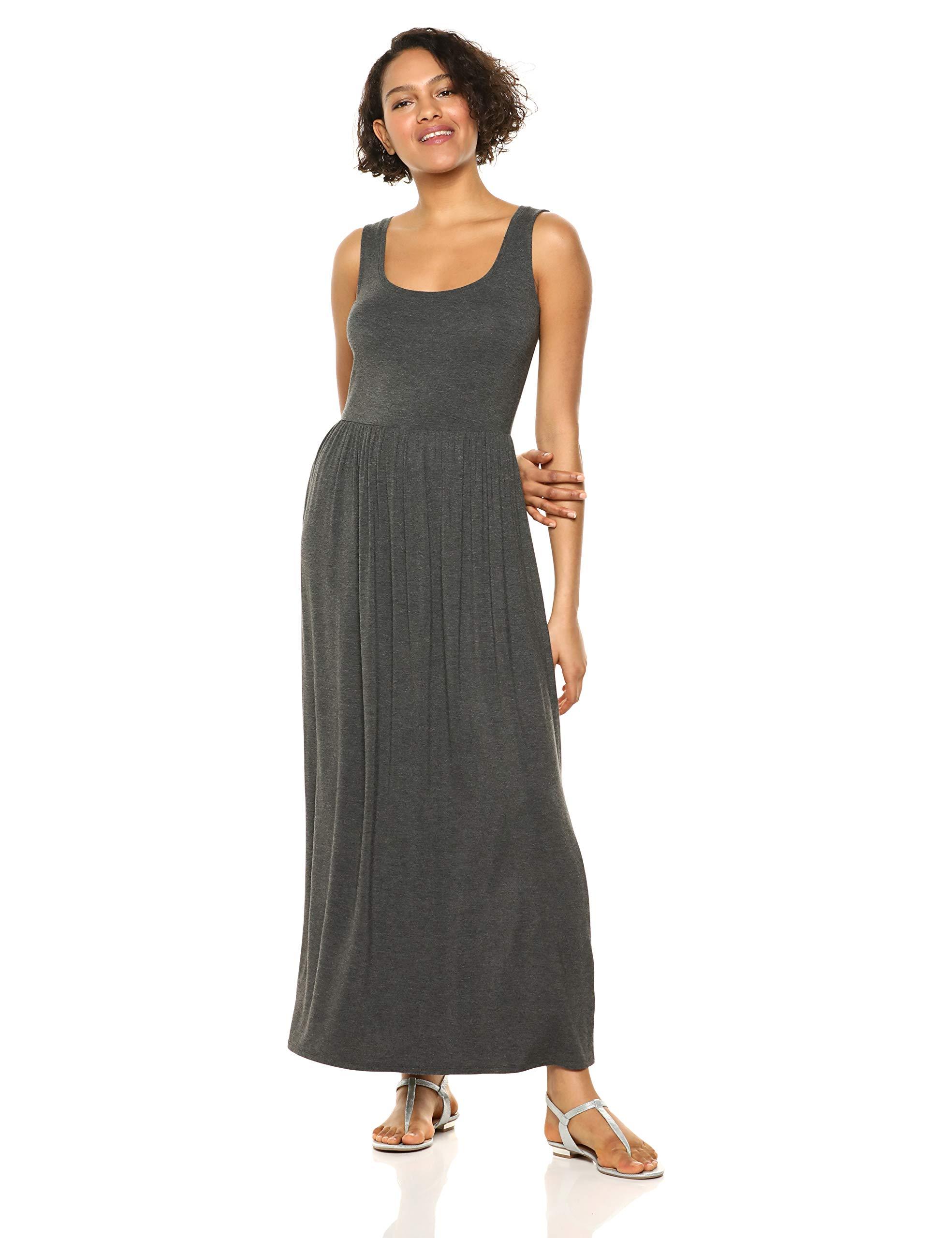 Amazon Essentials Solid Tank Maxi Dress in Charcoal Heather (Gray