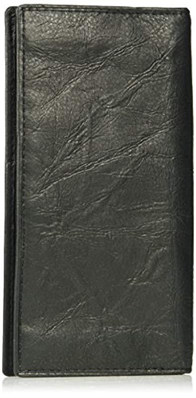 Fossil Neel Leather Executive Checkbook Wallet in Black for Men 