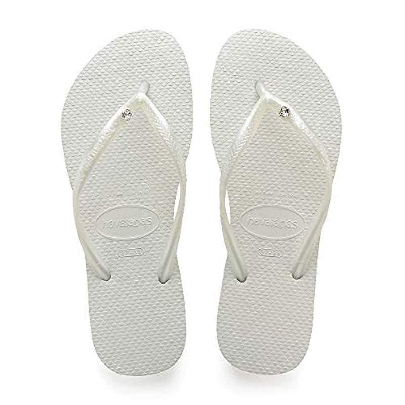 Havaianas Rubber Slim Crystal Glamour Sw Sandal in White - Save 67% - Lyst