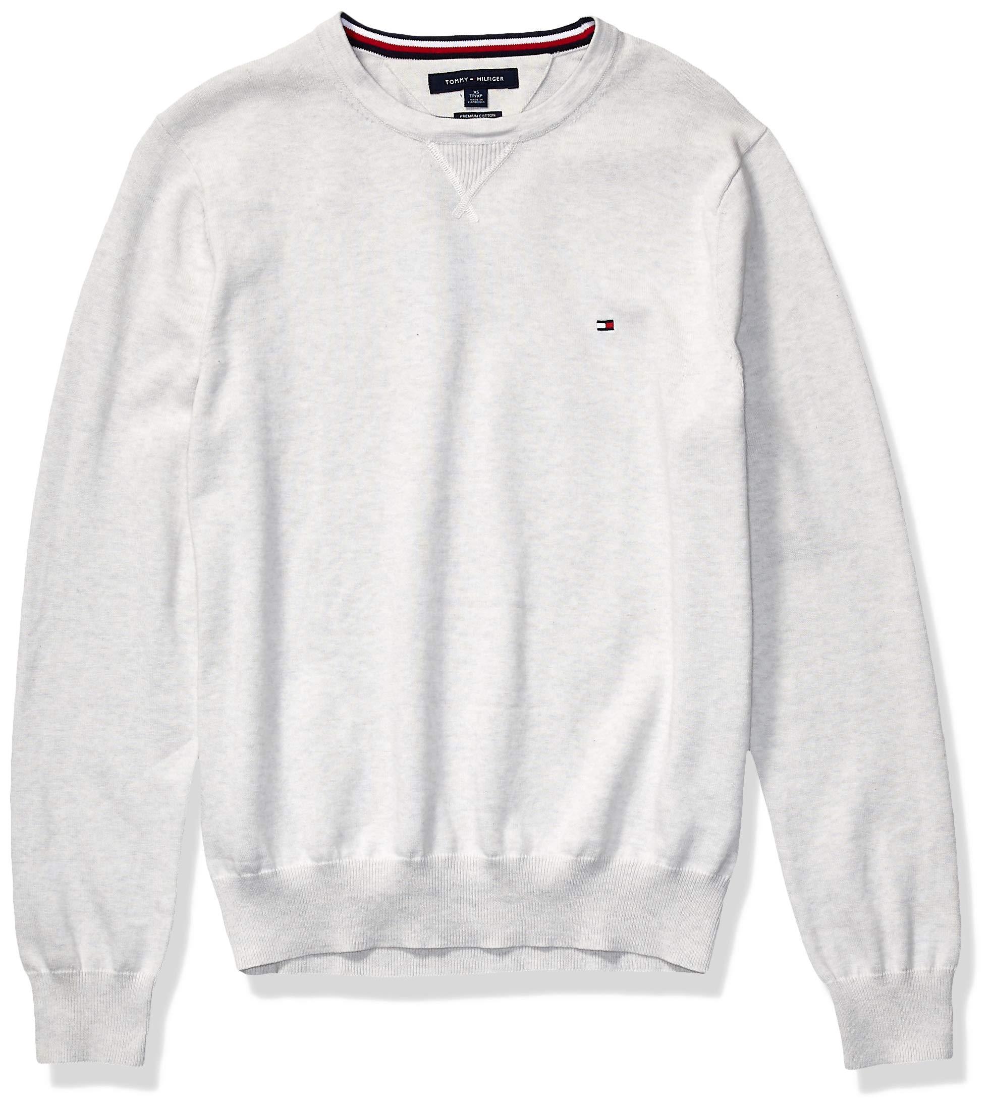 Tommy Hilfiger Solid Crewneck Sweater in Bright White Heather (White ...