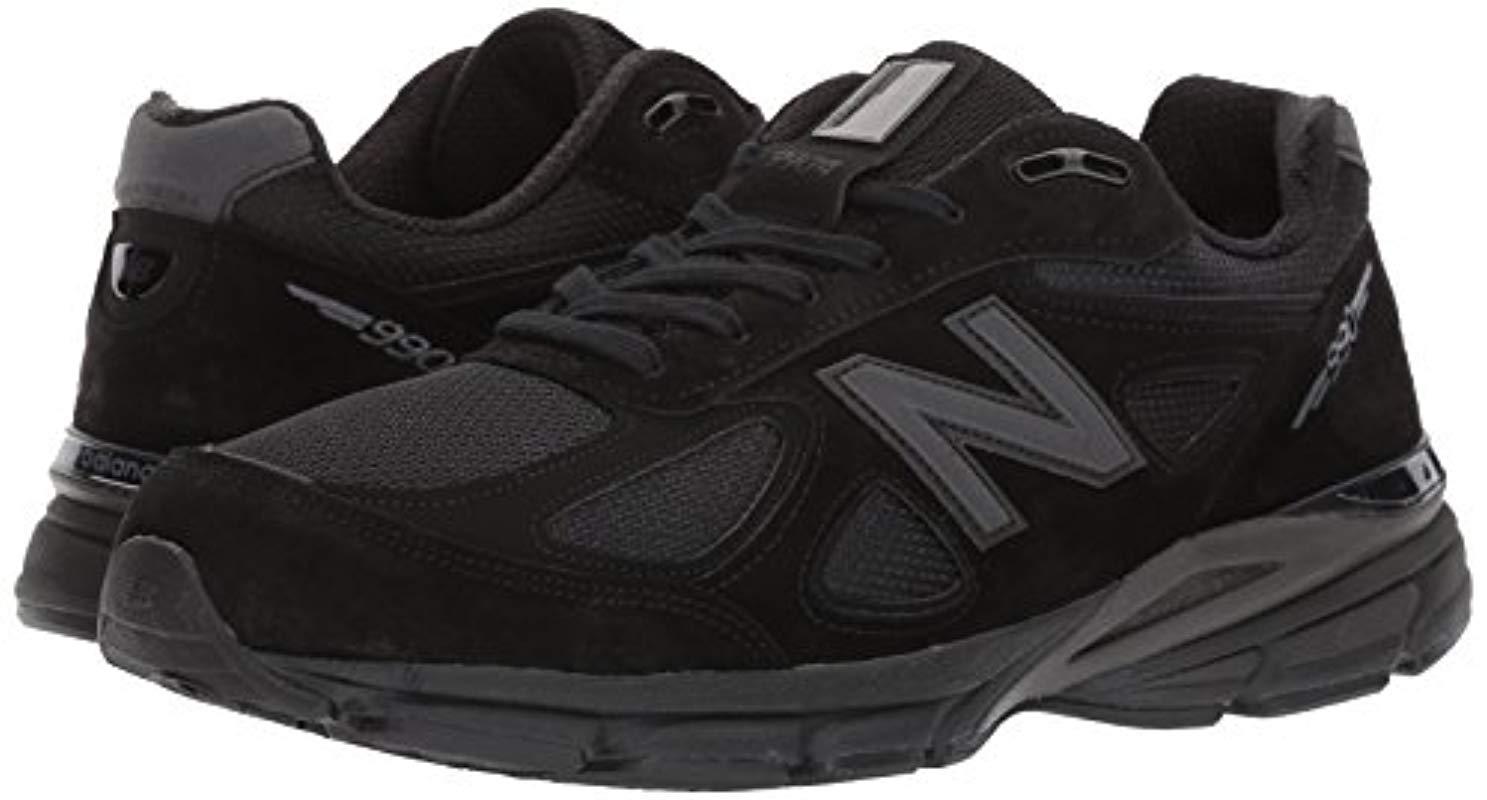New Balance Leather 990v4 Running Shoes in Black/Black (Black) for Men -  Lyst