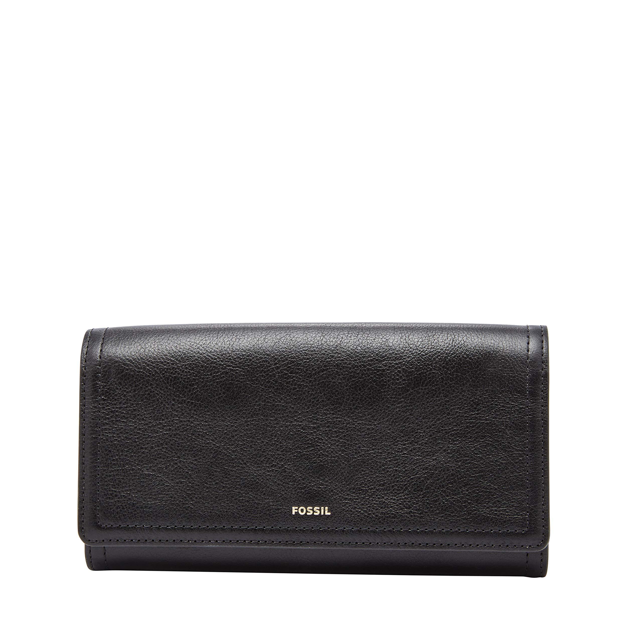Fossil Logan Leather Flap Wallet in Black Lyst