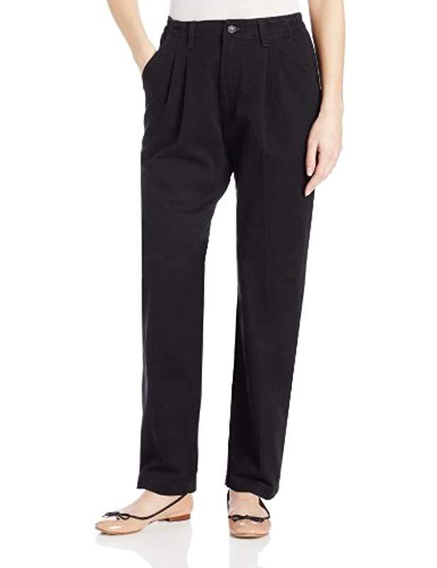 Lee Jeans Petite Relaxed-fit Side-elastic Straight-leg Pant in Black ...
