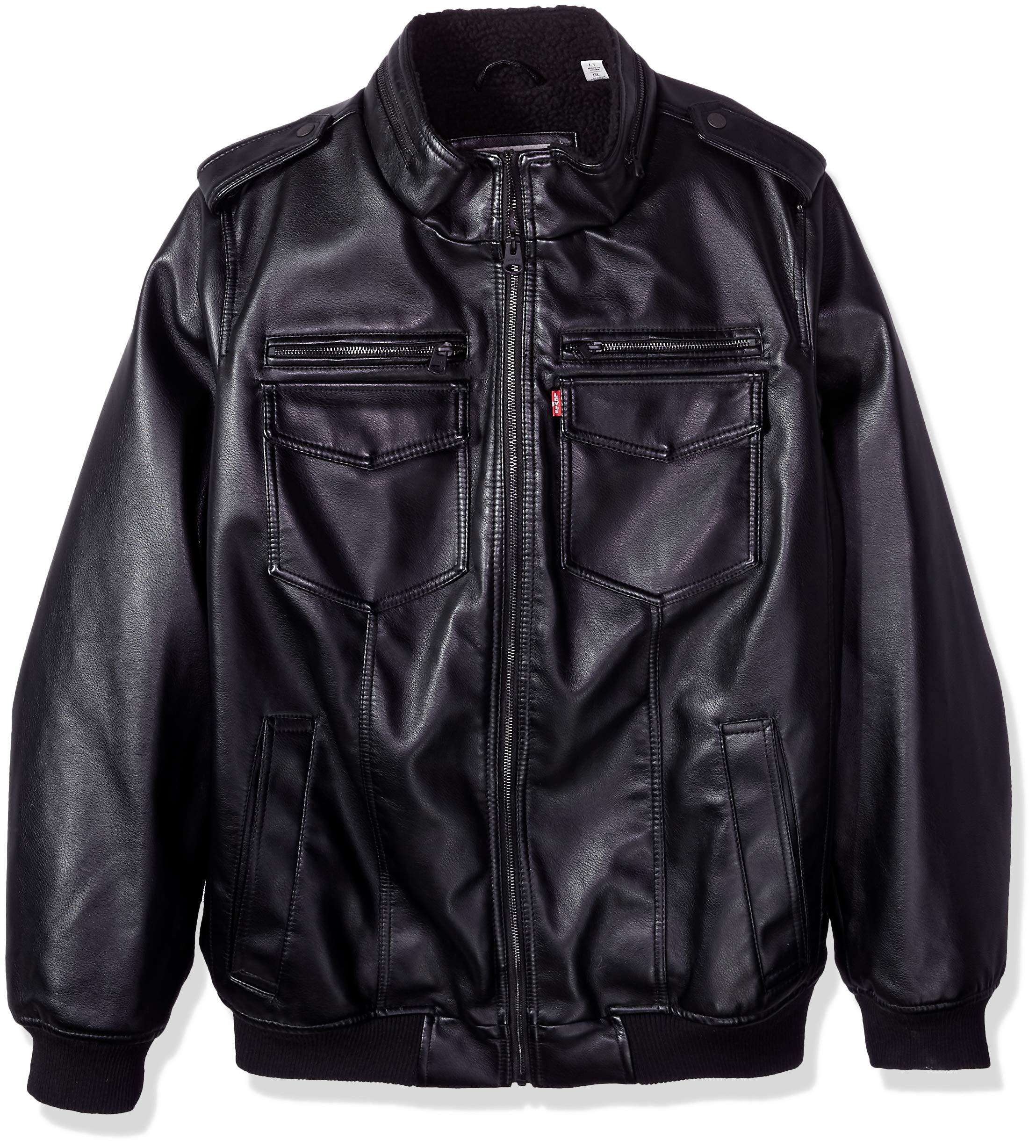 levi's men's vintage deer faux leather sherpa lined aviator bomber