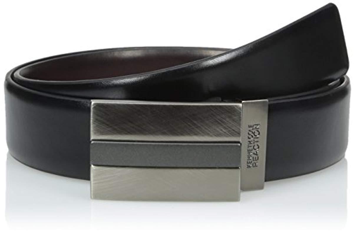 Cole Reaction Reversible Plaque Buckle Belt in Black for Men