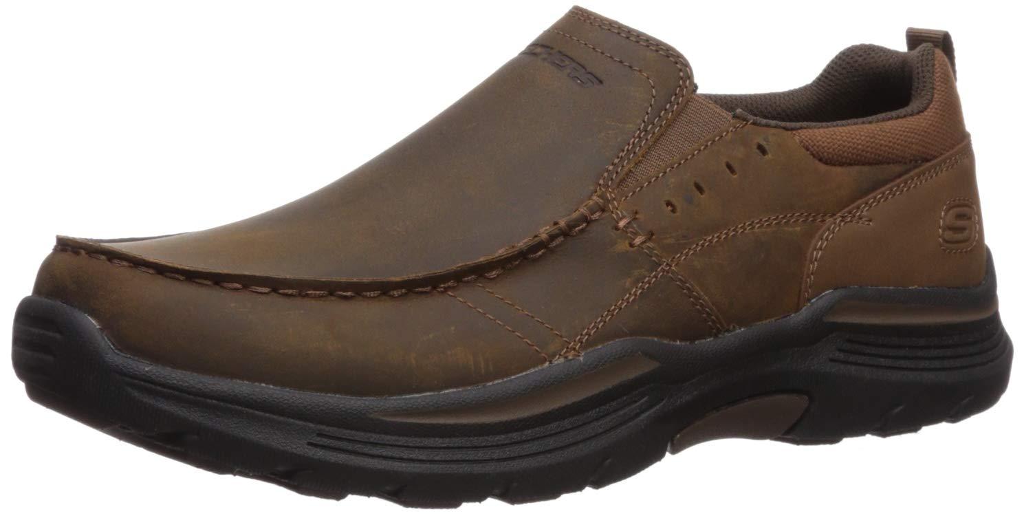 Skechers Expendedsevenoleather Leather Slip On Moccasin in Brown for