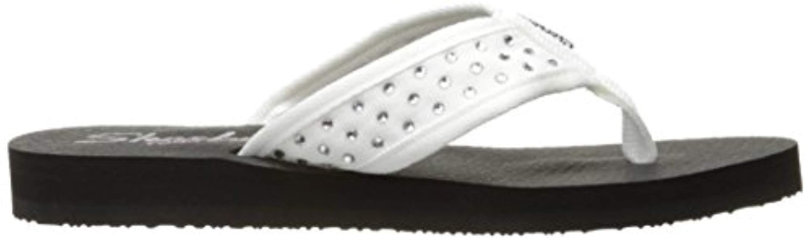 Skechers Synthetic Cali Meditationrhinestone Flip Flop in White Lyst