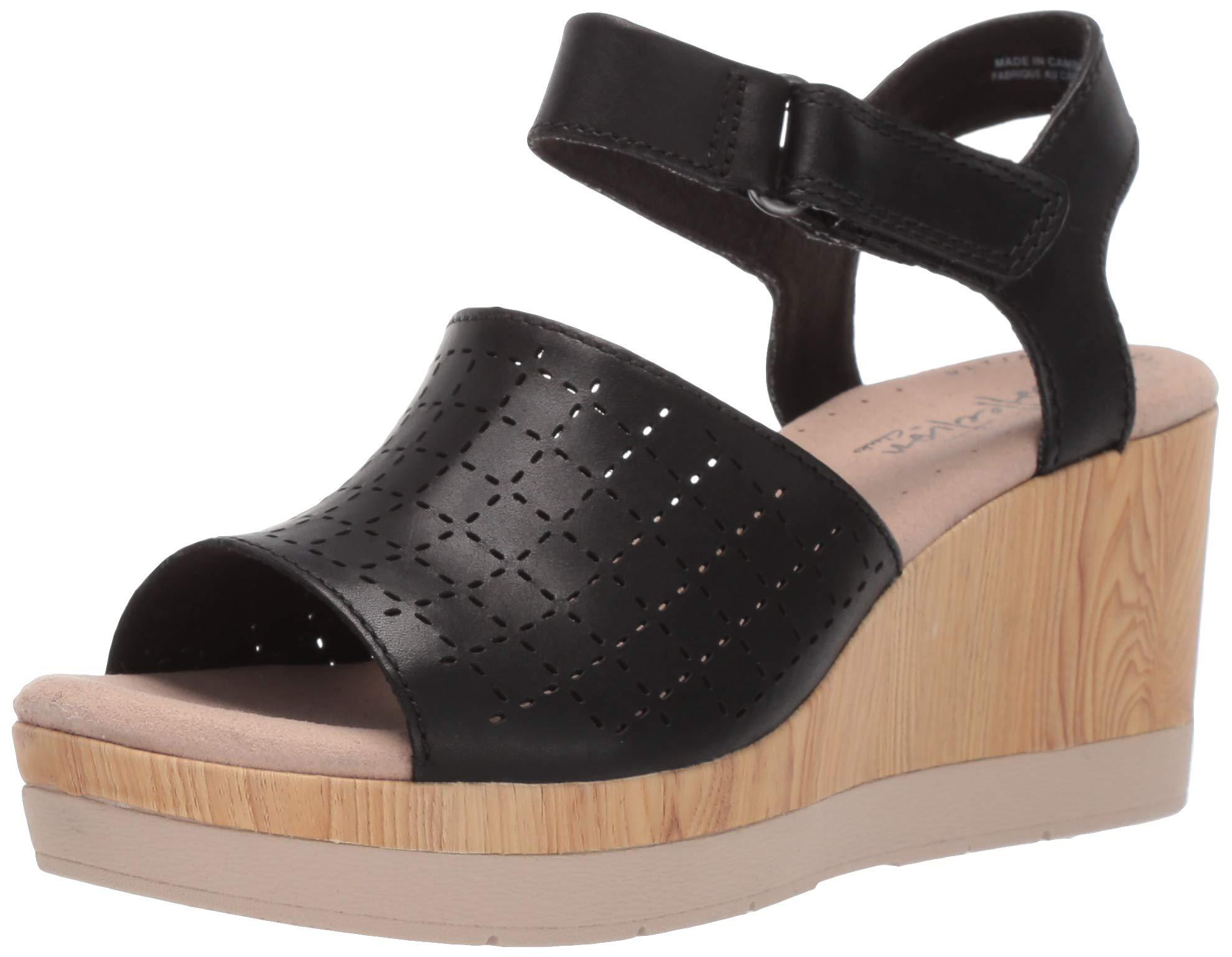 clarks grey wedge sandals