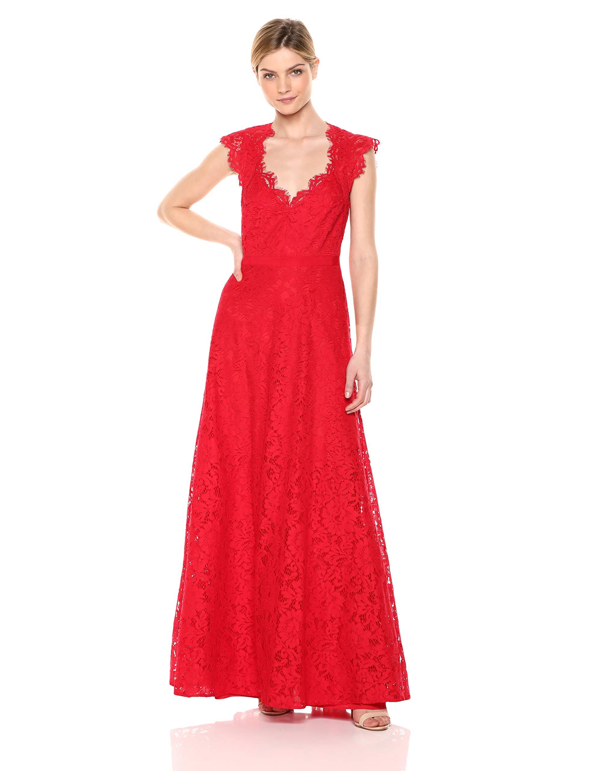 bcbg scalloped lace gown