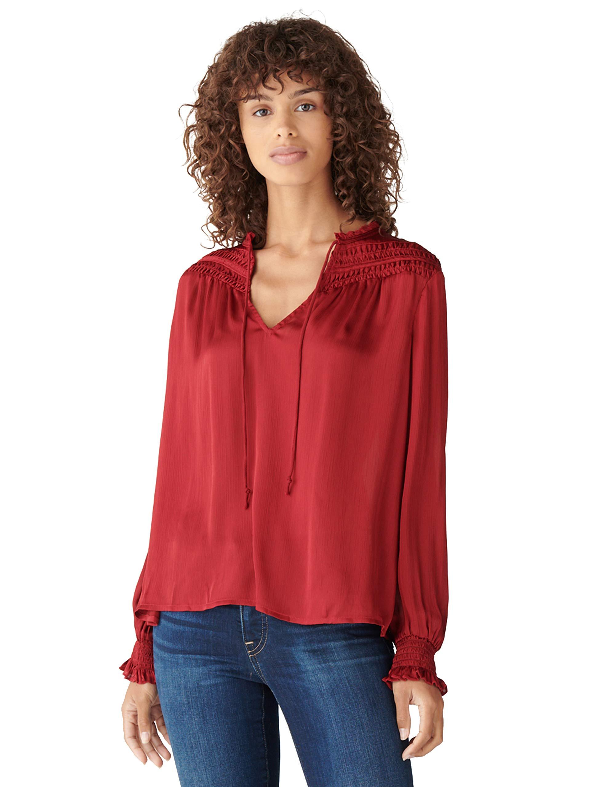 Lucky Brand Satin Nili Peasant Red Md 