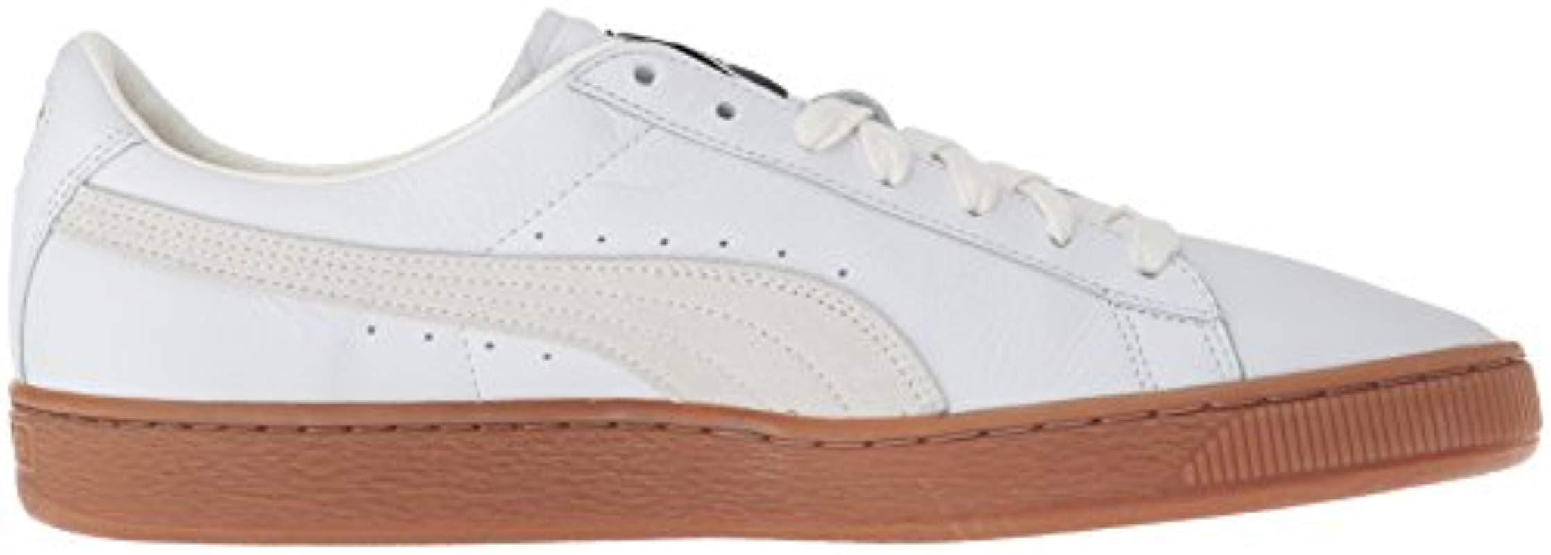 PUMA Leather Basket Classic Gum Deluxe Sneaker in White for Men - Lyst