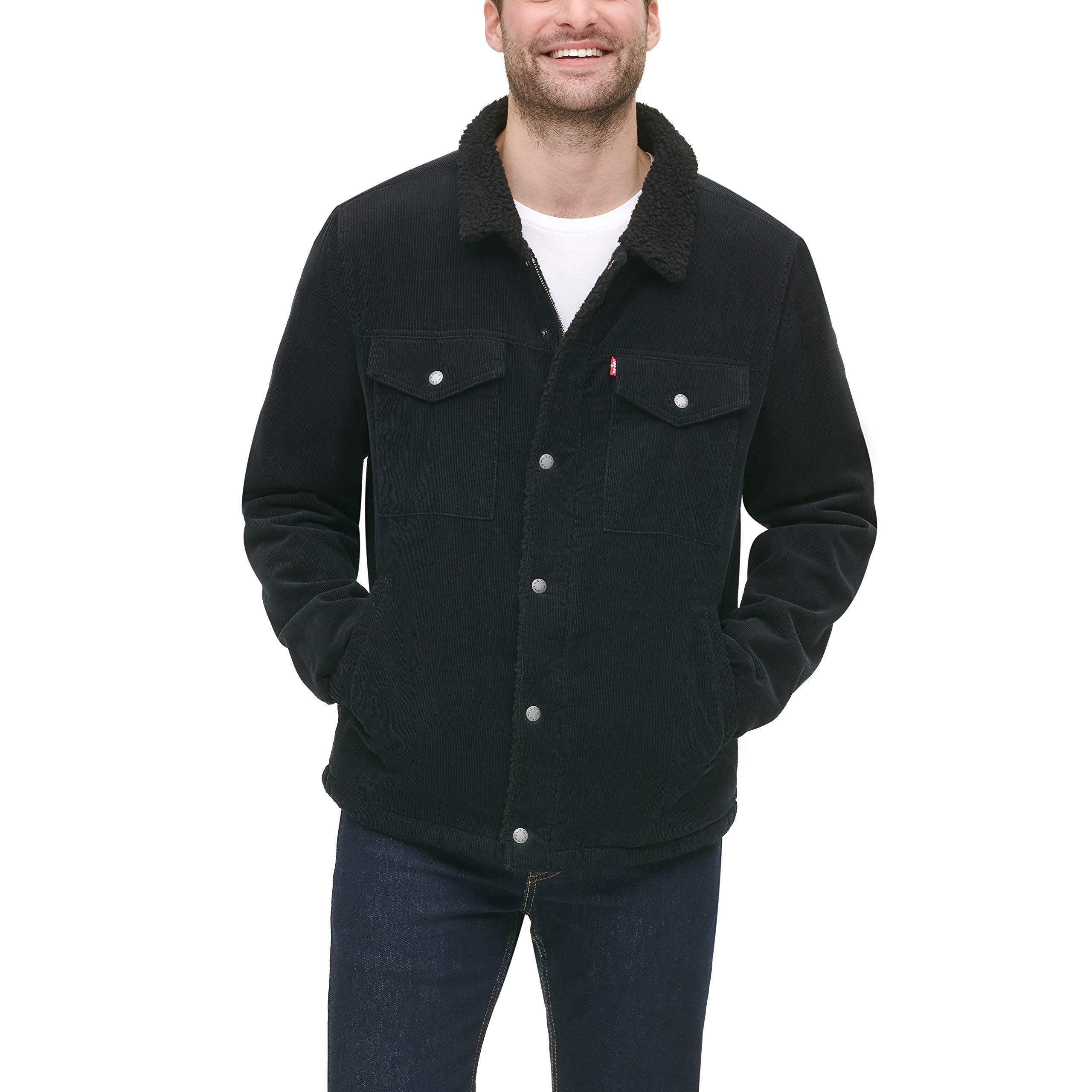 black corduroy sherpa jacket mens