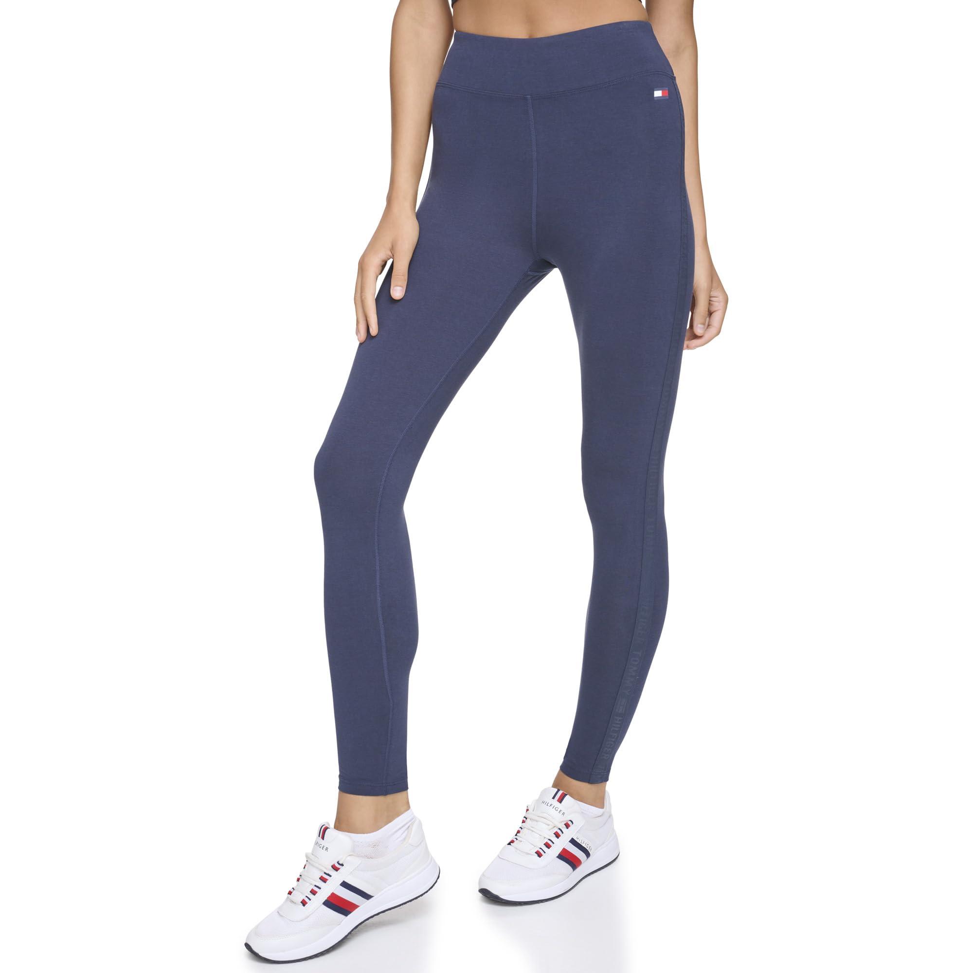 Tommy Hilfiger Casual High Rise Debossed Logo Tape Legging in Blue