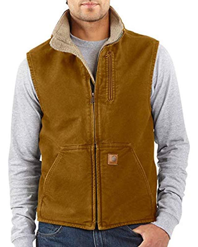 Download Carhartt Cotton Mock Neck Vest Sherpa Lining in Brown for ...