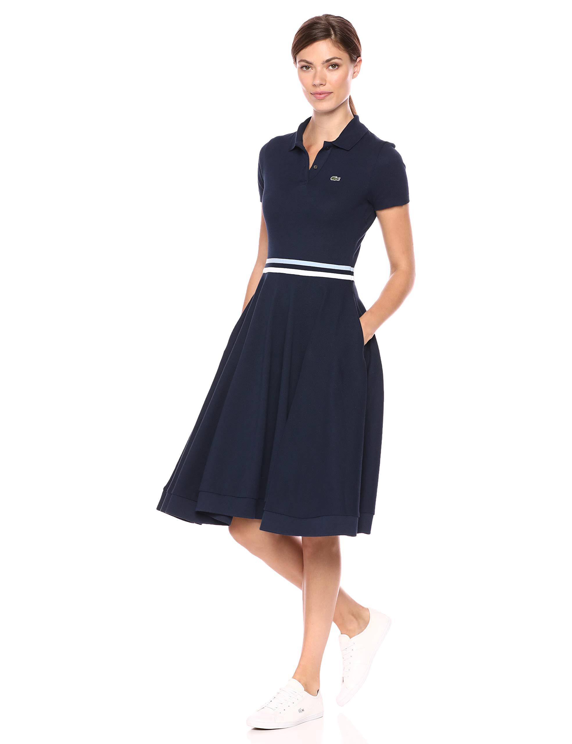 Lacoste Made In France Fit And Flare Polo Dress in Blue | Lyst