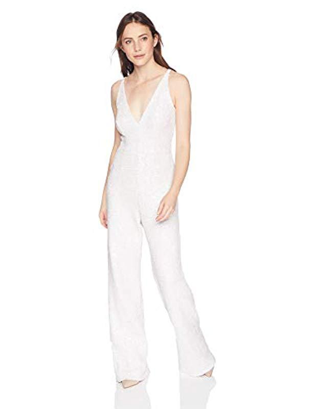 dress the population jumpsuit white