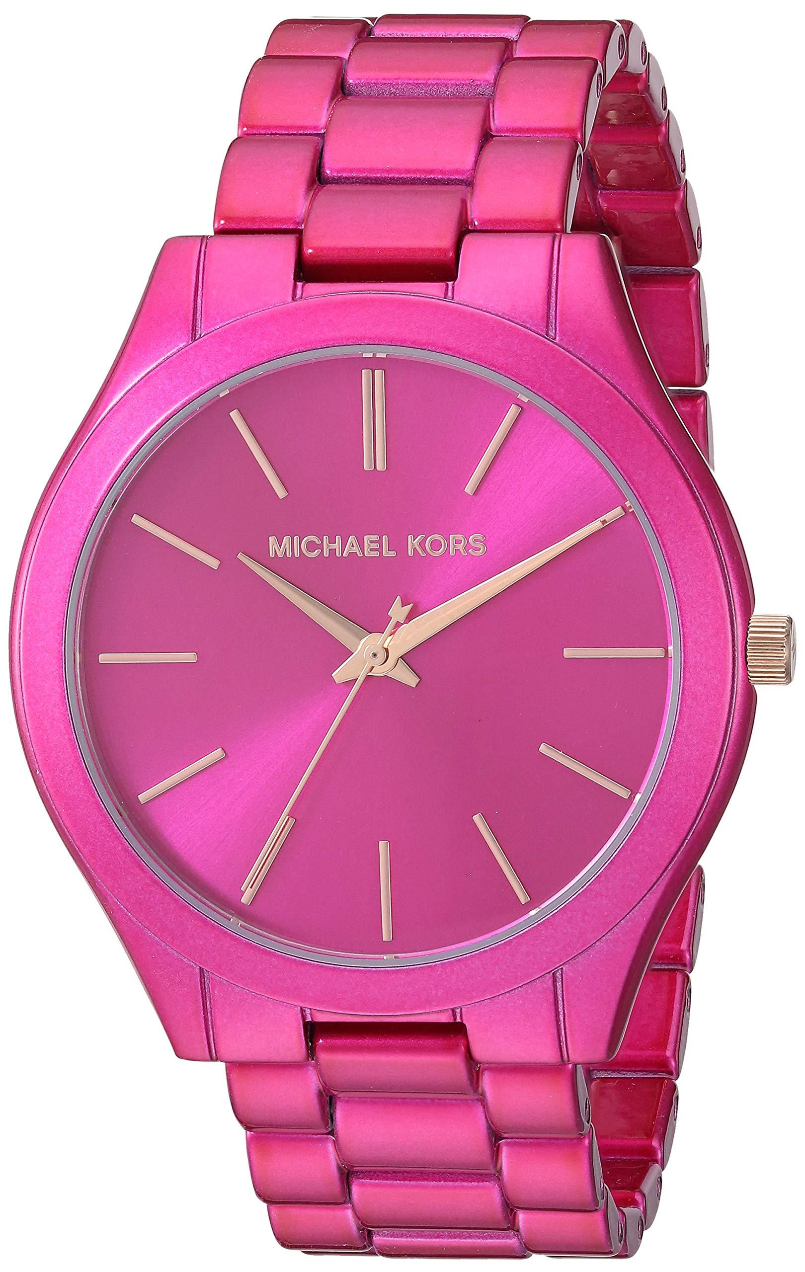 Michael Kors Slim Runway Quartz Watch With Stainless Steel Strap, Pink ...