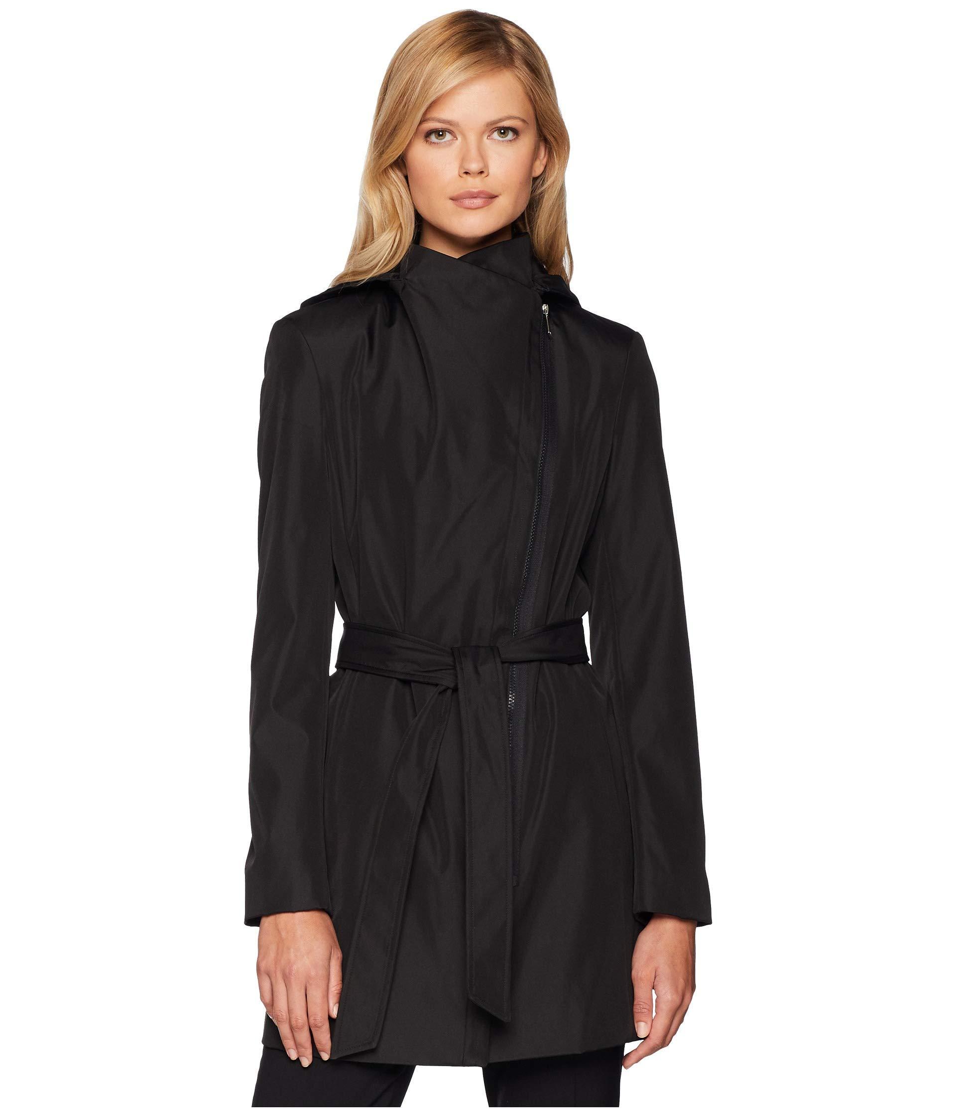 Calvin Klein Synthetic Hooded Raincoat With Belt in Black | Lyst