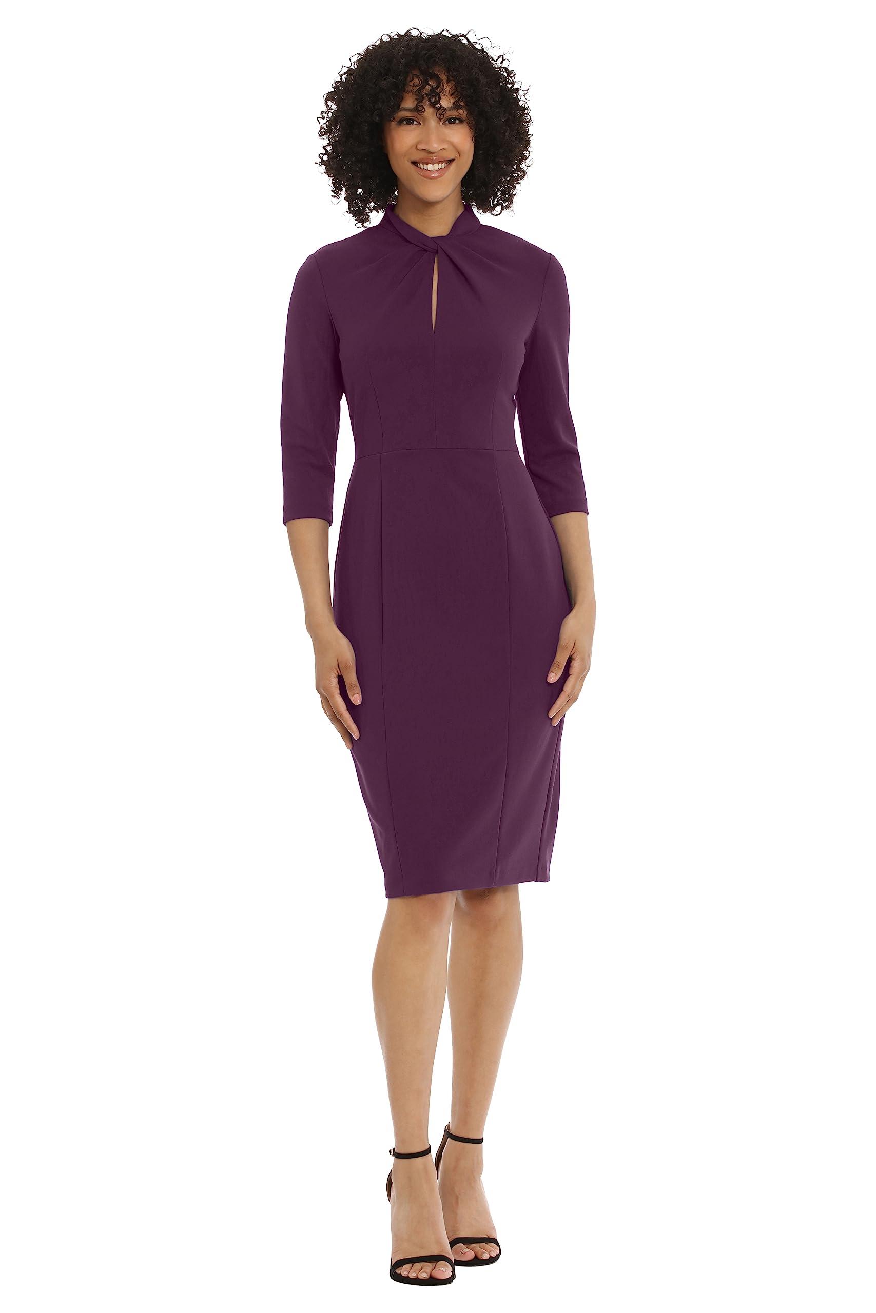 donna morgan knot front crepe midi dress