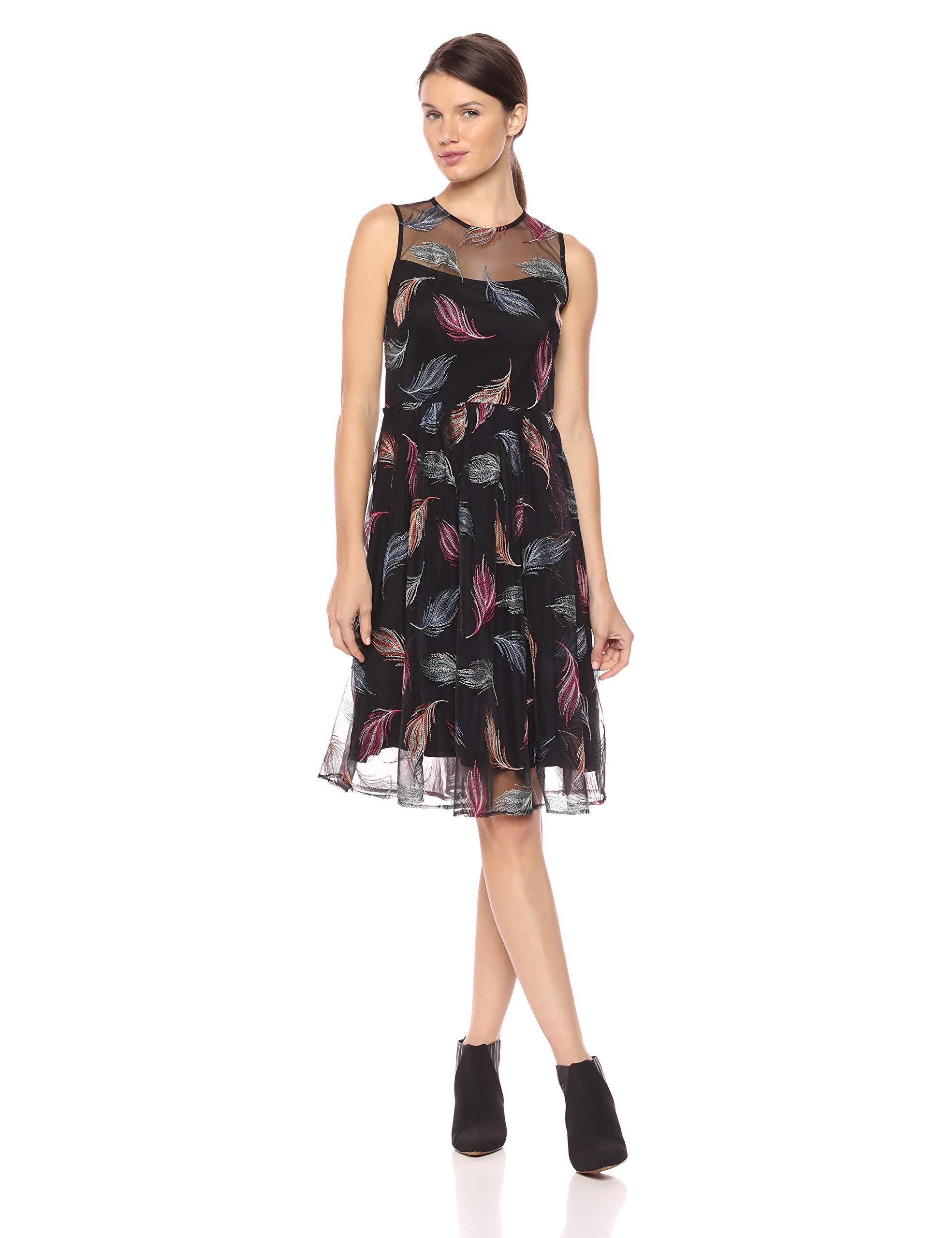 calvin klein embroidered fit and flare dress