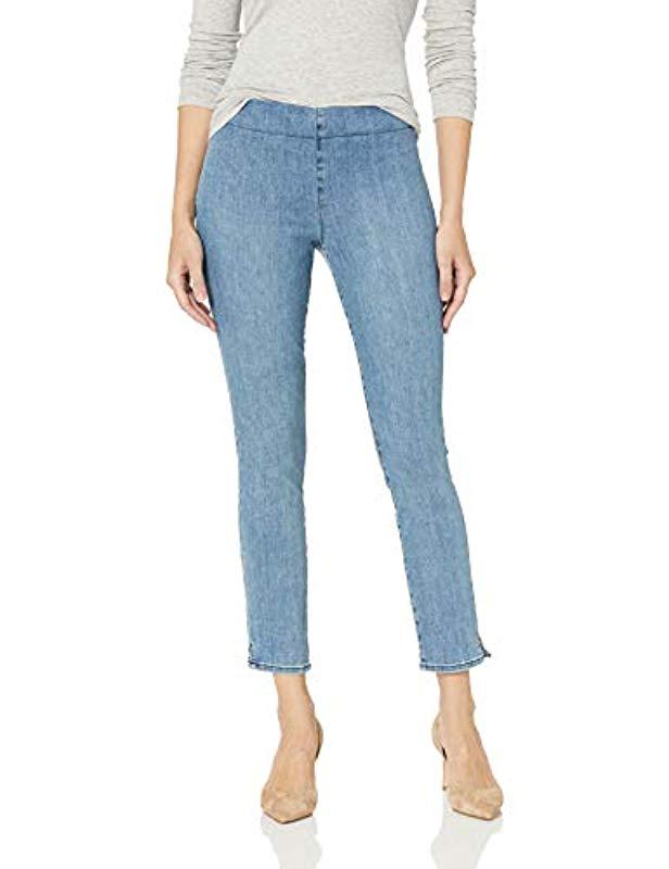 Lyst - NYDJ Pull On Skinny Ankle Jean With Side Slit in Blue