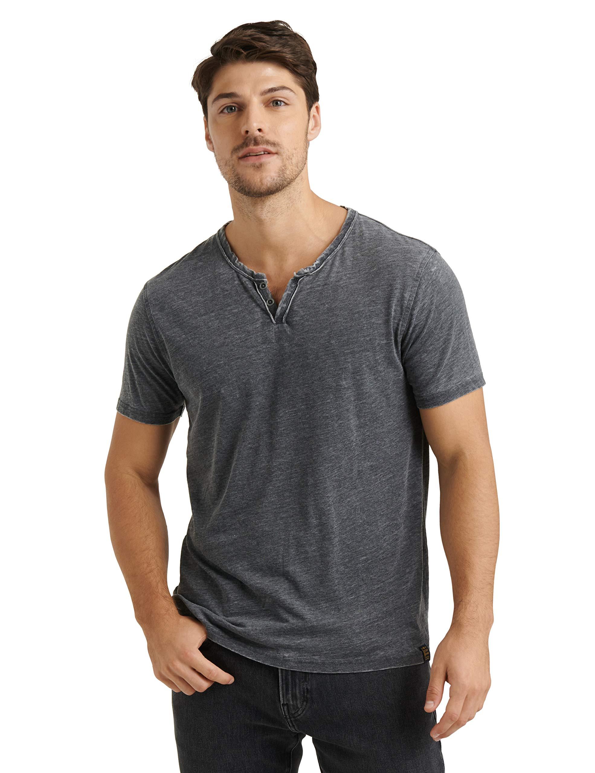 Lucky Brand Venice Burnout Notch Neck Tee Shirt in Black for Men - Lyst