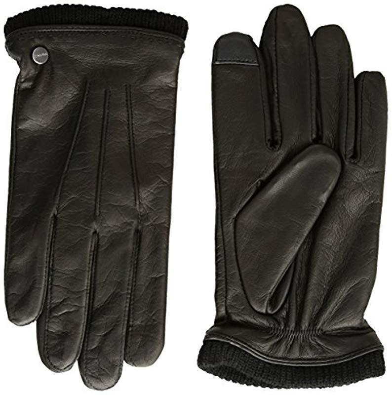 Calvin Klein Leather Gloves in Black for Men Lyst