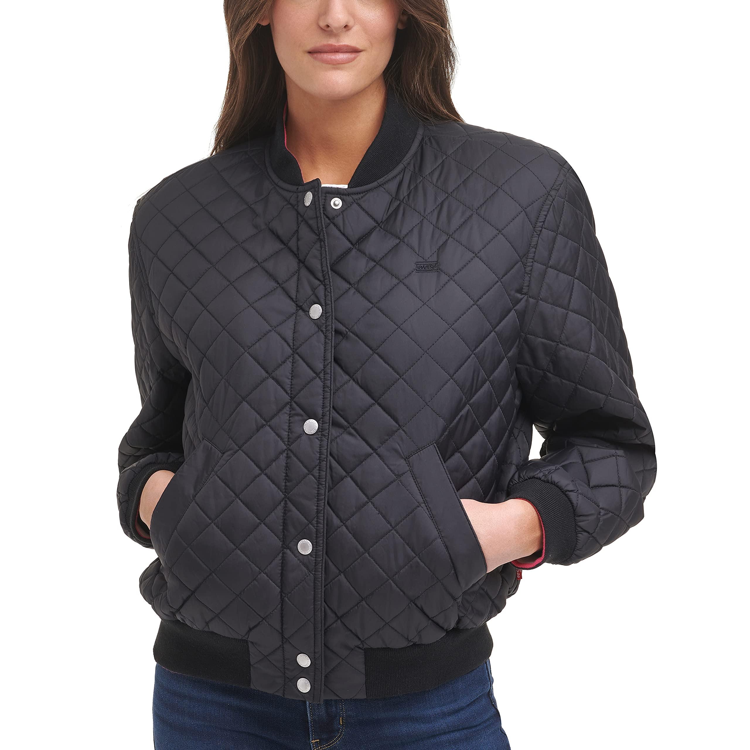 Denim Diamond Quilted Bomber Jacket 