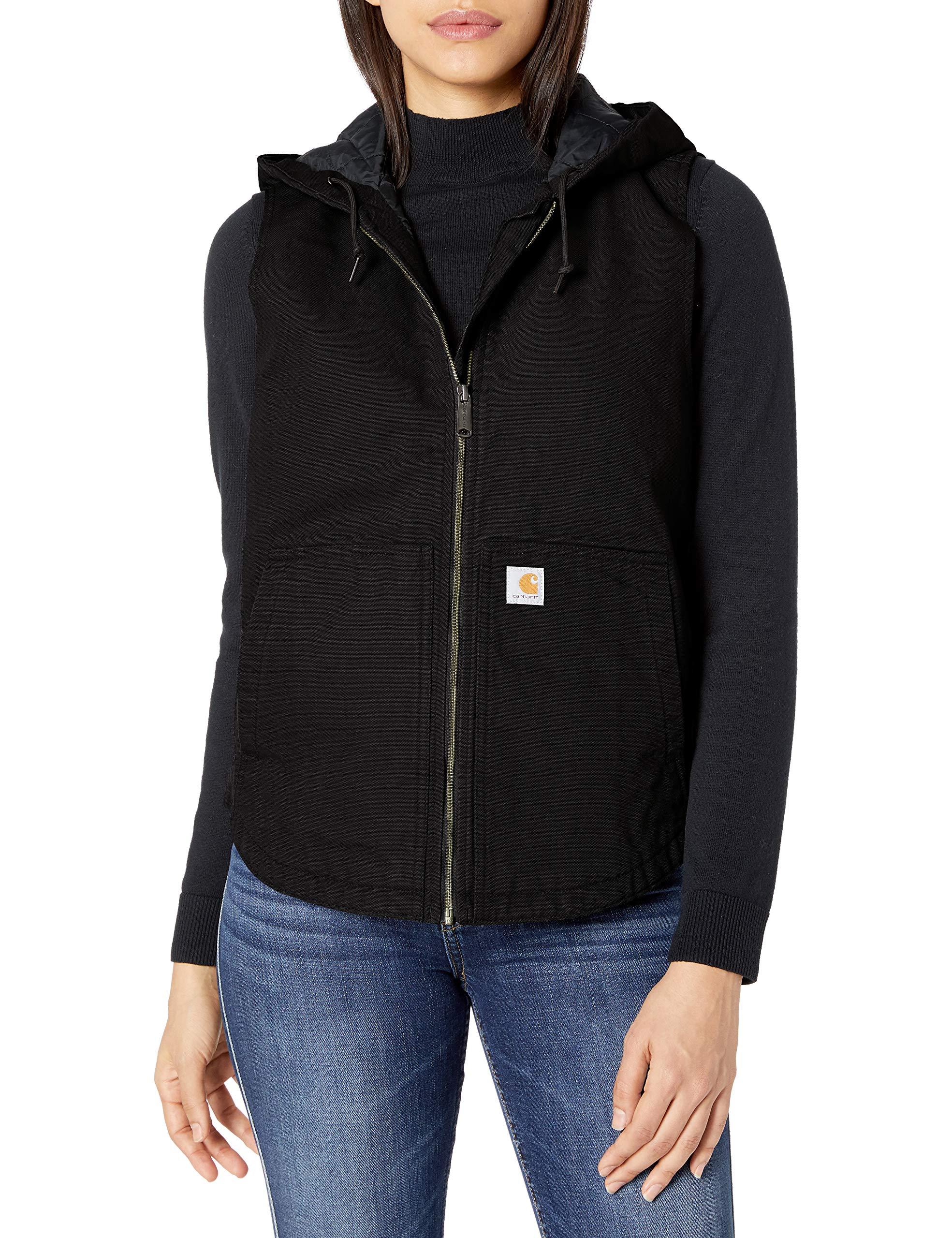 Carhartt Cotton Washed Duck Hooded Vest in Black - Lyst
