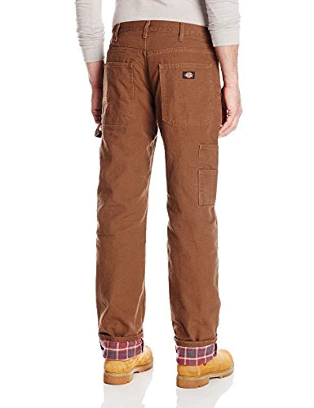 Dickies Relaxed Straight Fit Flannel-lined Carpenter Jean in Brown for Men - Save 17% - Lyst
