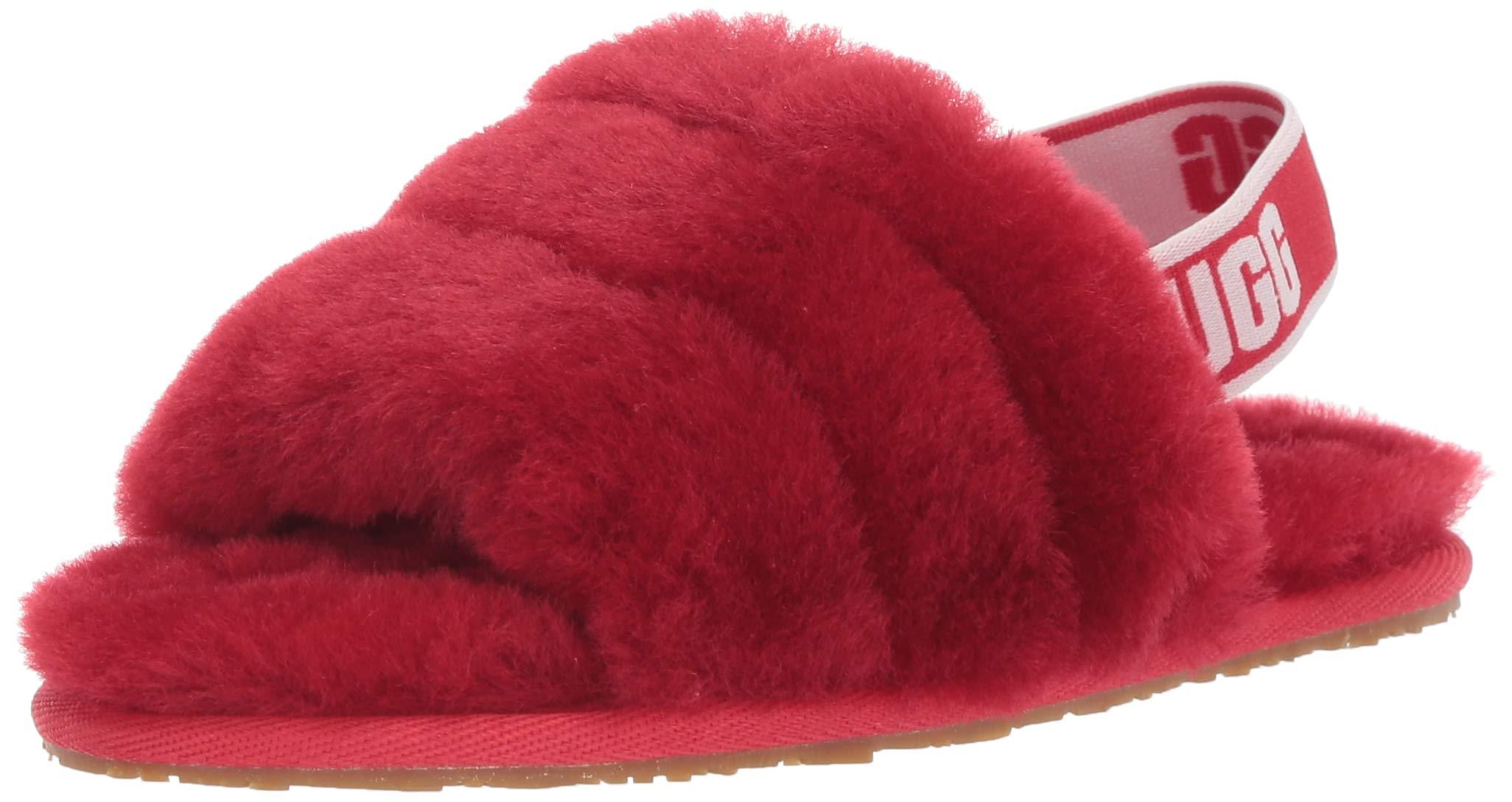 red fluff yeah ugg slides