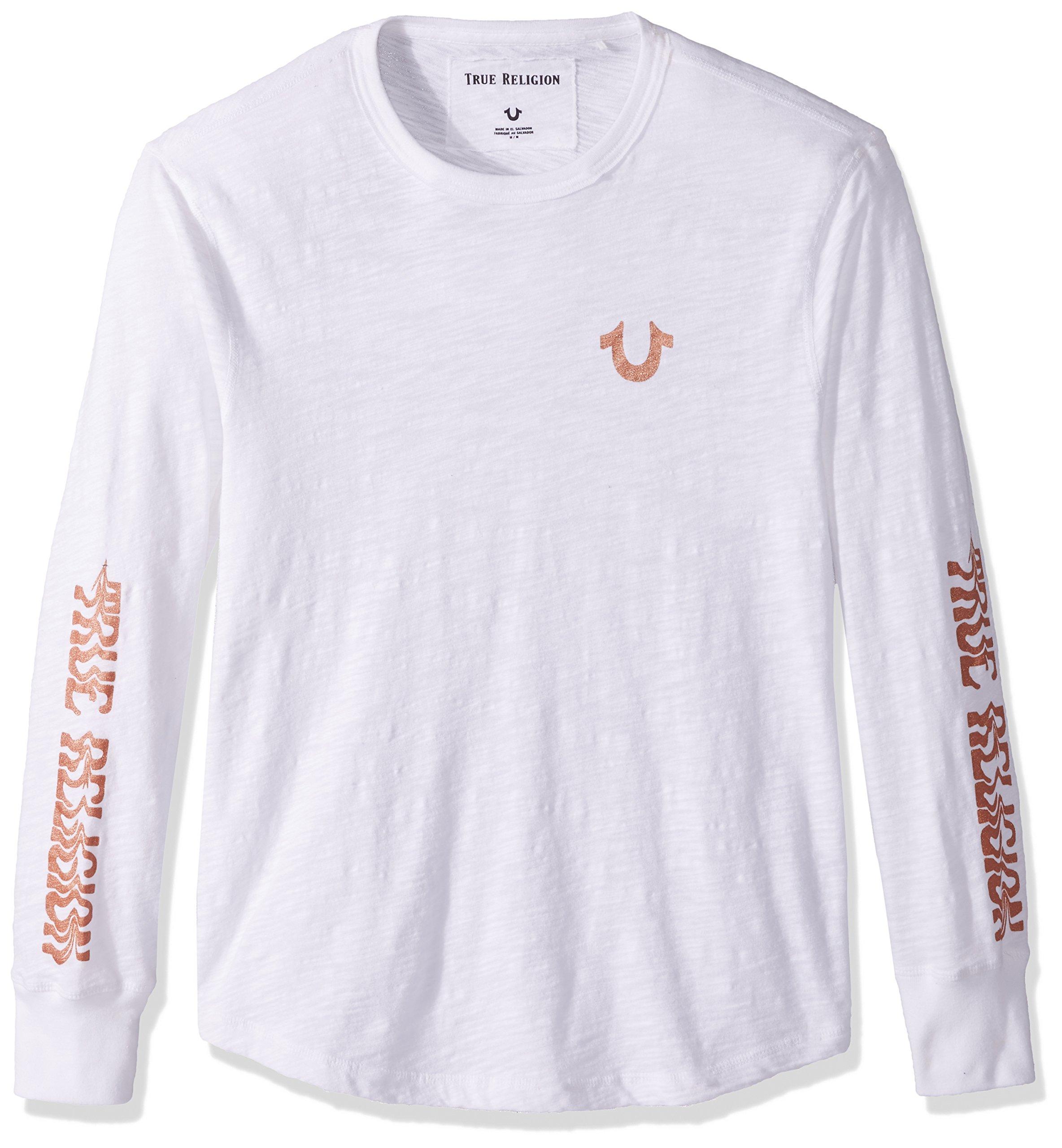 white and orange true religion shirt