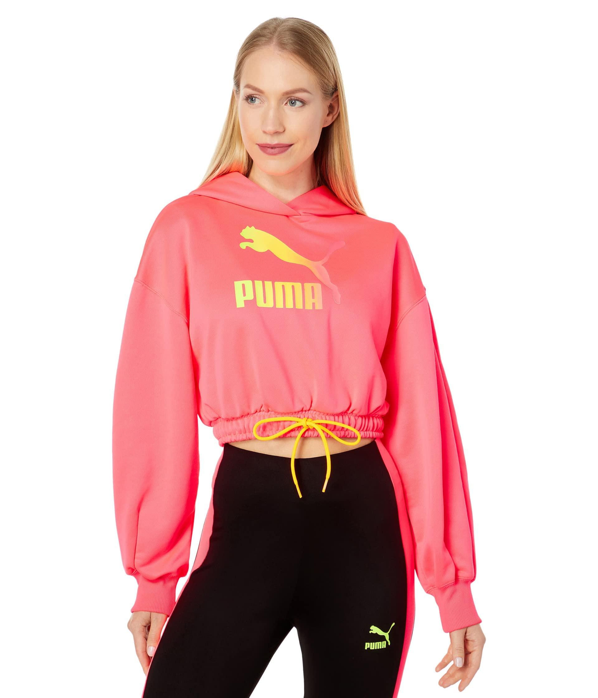 PUMA Summer Squeeze Cropped Hoodie in Red | Lyst
