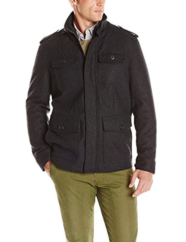 Dockers Wool Fourpocket Military Jacket in Charcoal (Gray) for Men