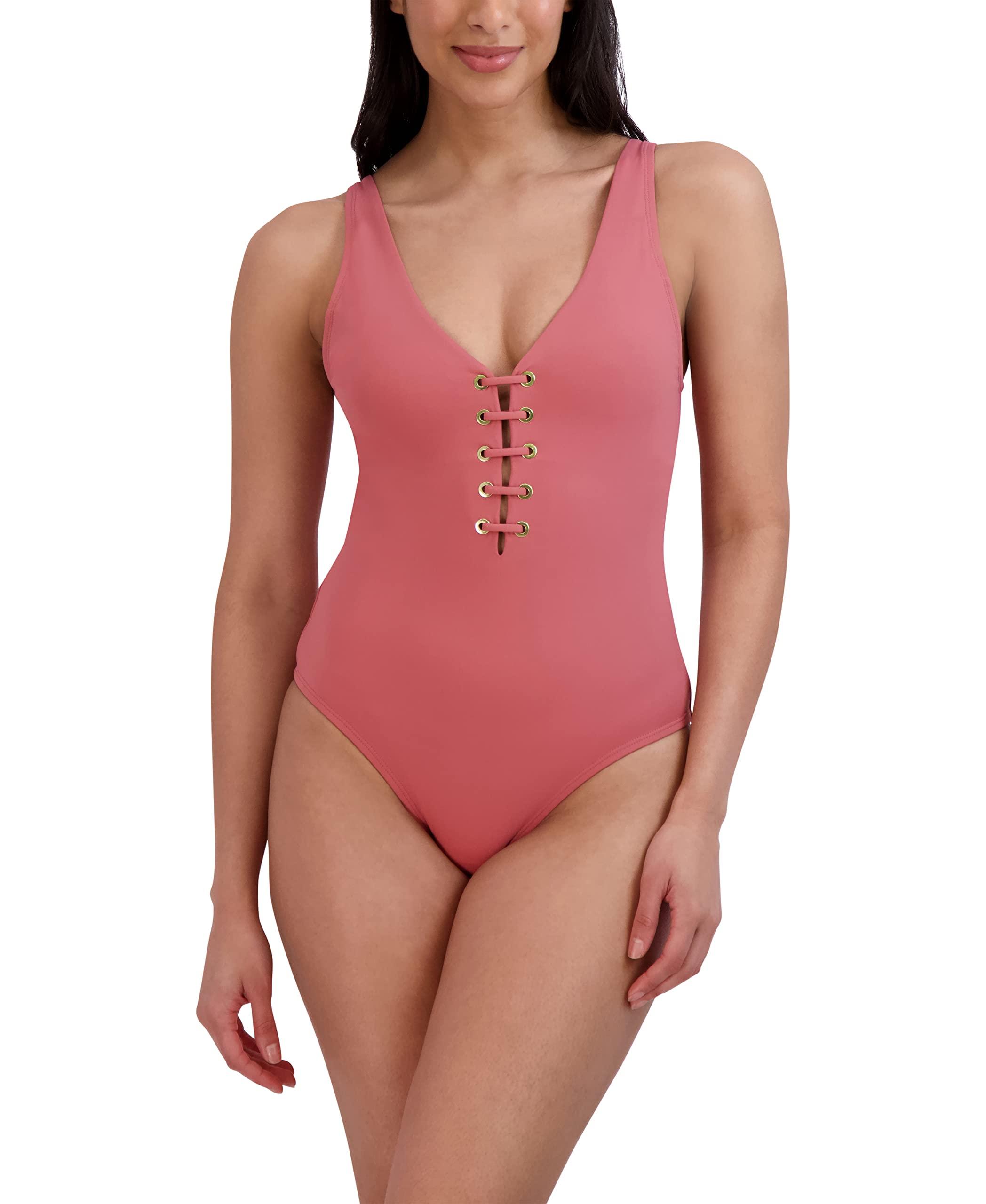 BCBGMAXAZRIA Women's One Piece Swimsuit - Multi-Strap Shoulder, Low Back, Removable Cups