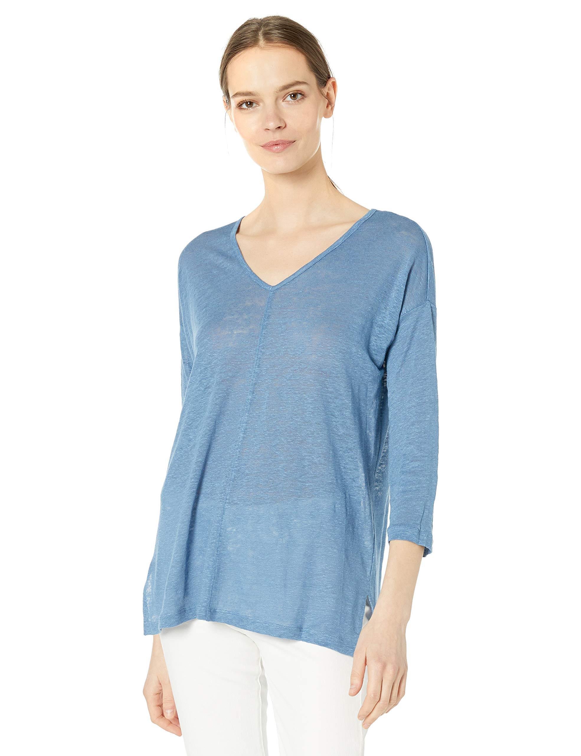 Vince Camuto Front Seam Linen Top in Blue - Lyst