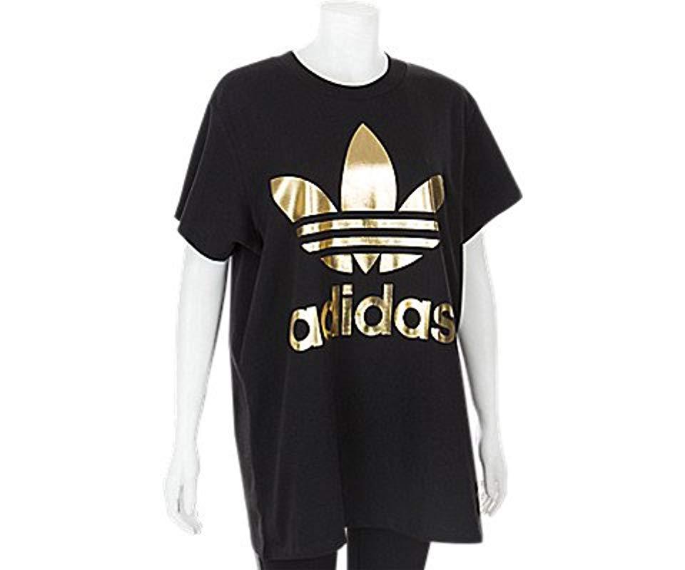 adidas trefoil t shirt black gold