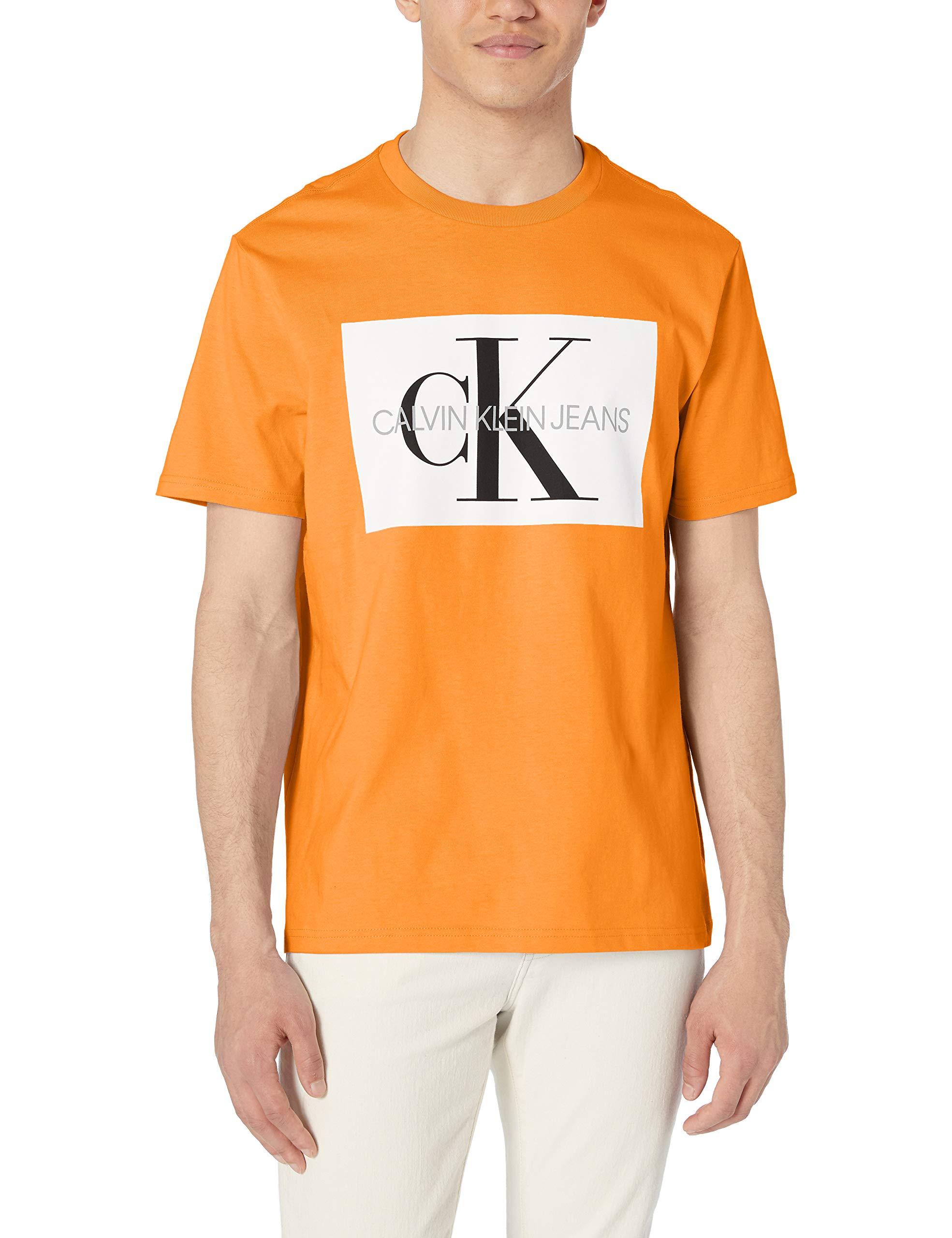Calvin Klein Denim Short Sleeve Monogram Logo T-shirts in Orange for ...