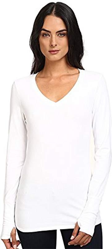 Michael Stars Womens Cotton Lycra Long Sleeve V-Neck with Thumbholes