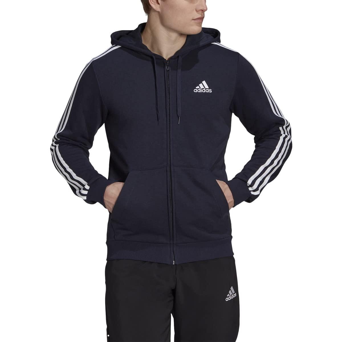 adidas Essentials French Terry 3-stripes Full-zip Hoodie for Men | Lyst