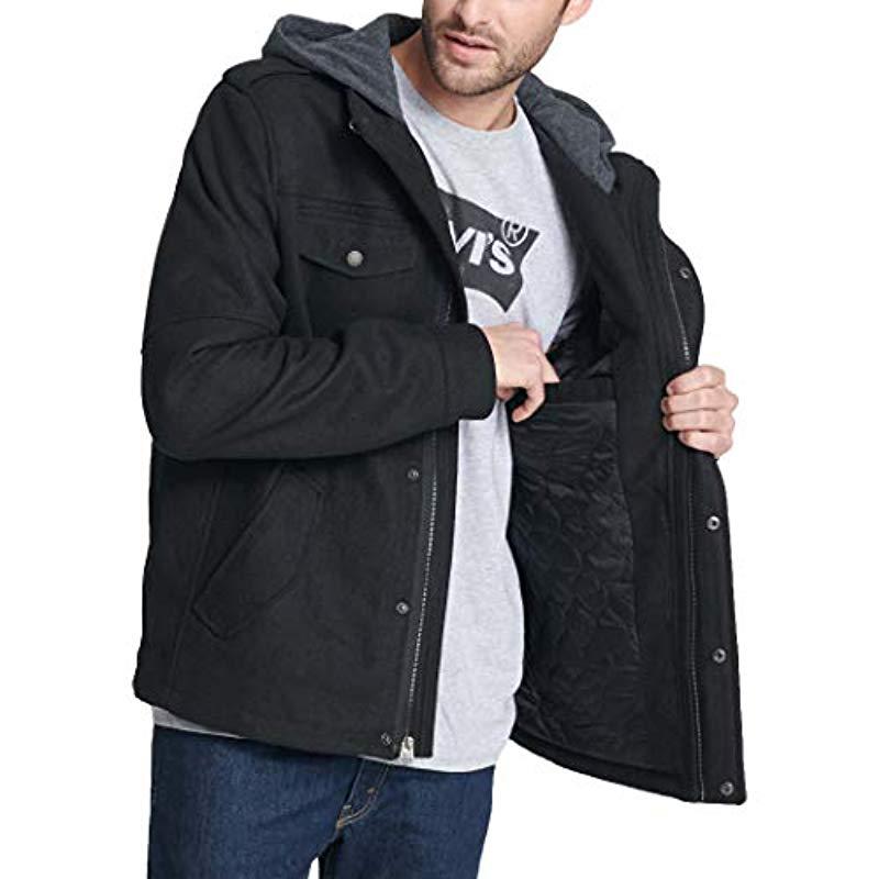 levi's wool military jacket with hood
