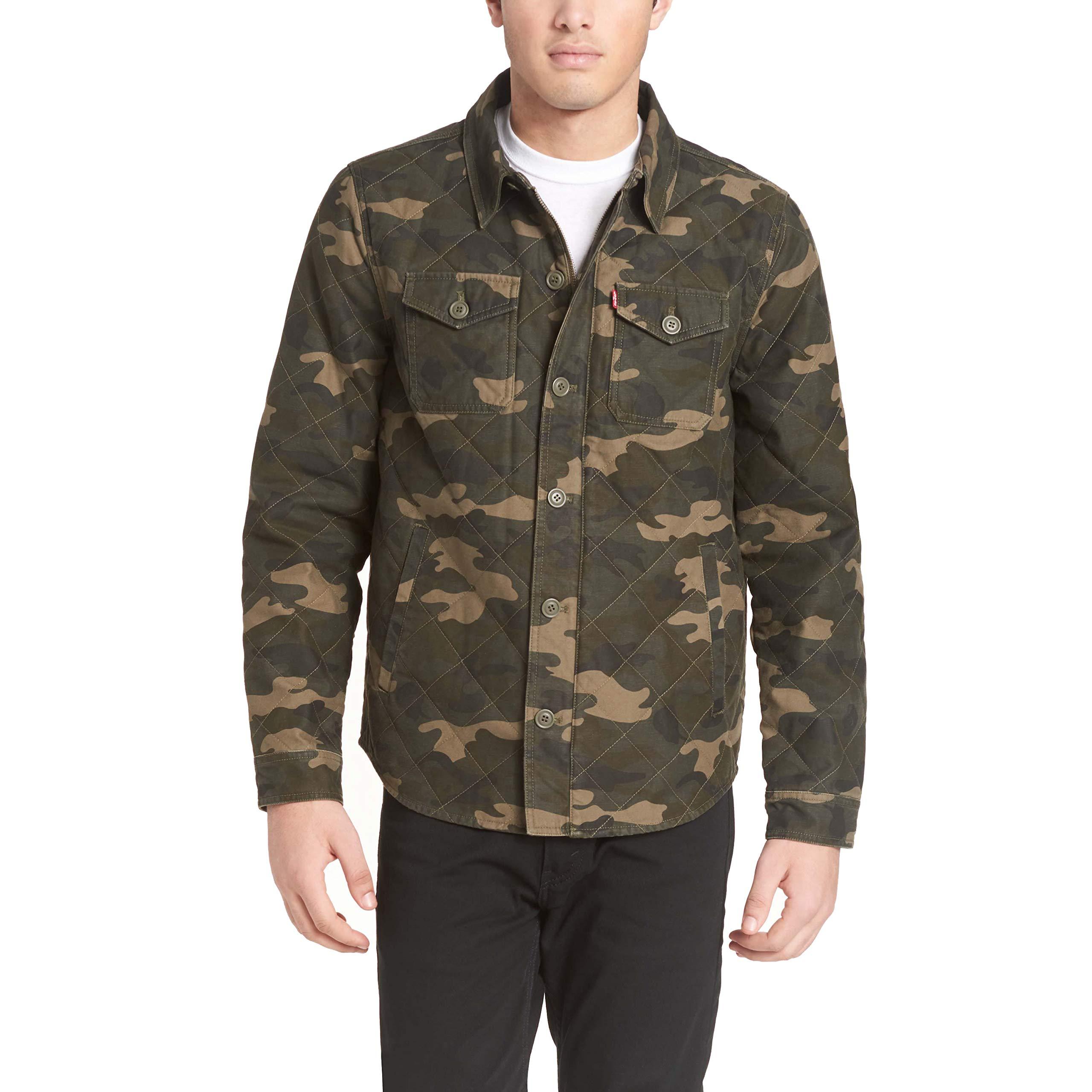 Levi's Stretch Cotton Diamond Quilted Shirt Jacket in Camouflage (Green)  for Men - Lyst