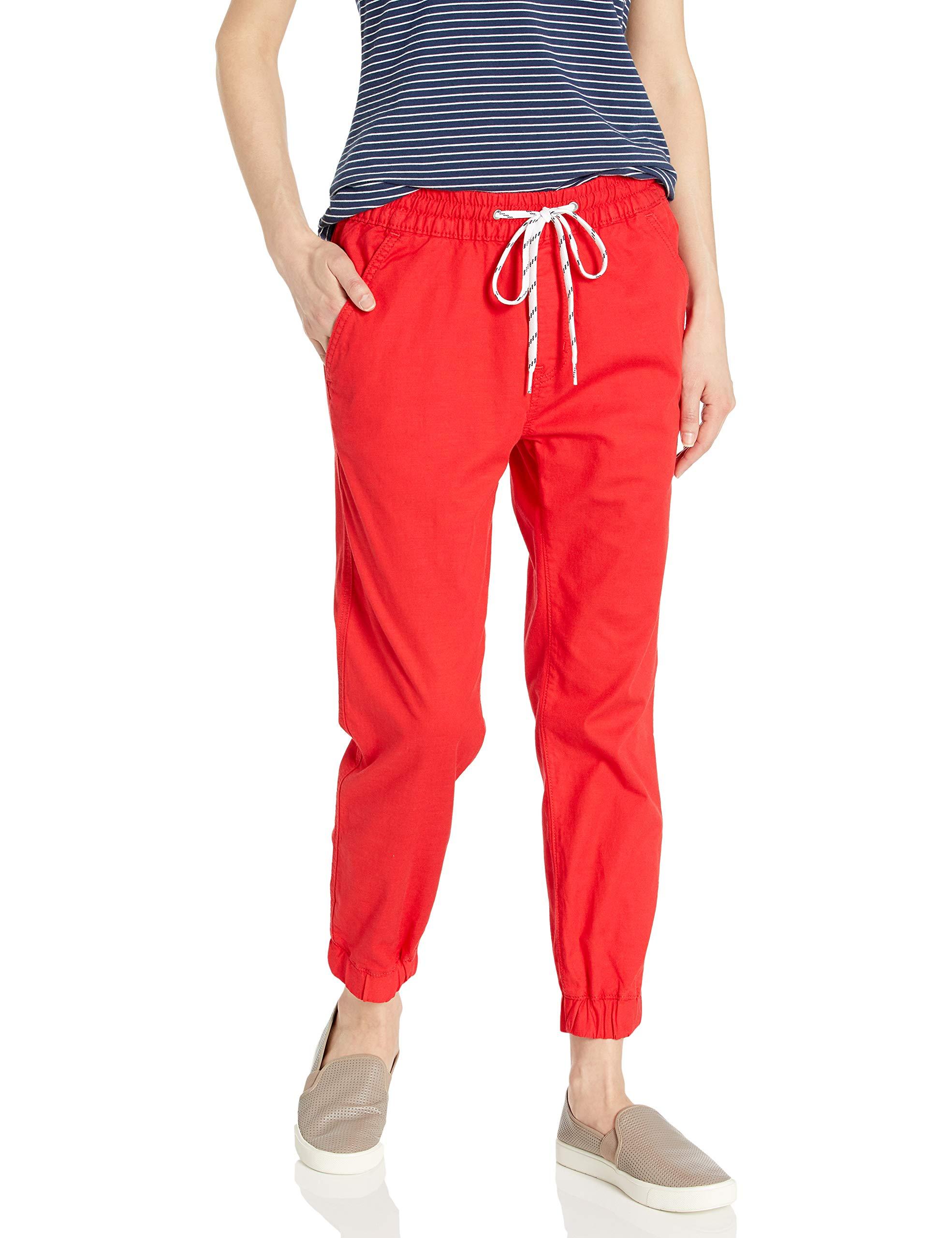 red jogger jeans